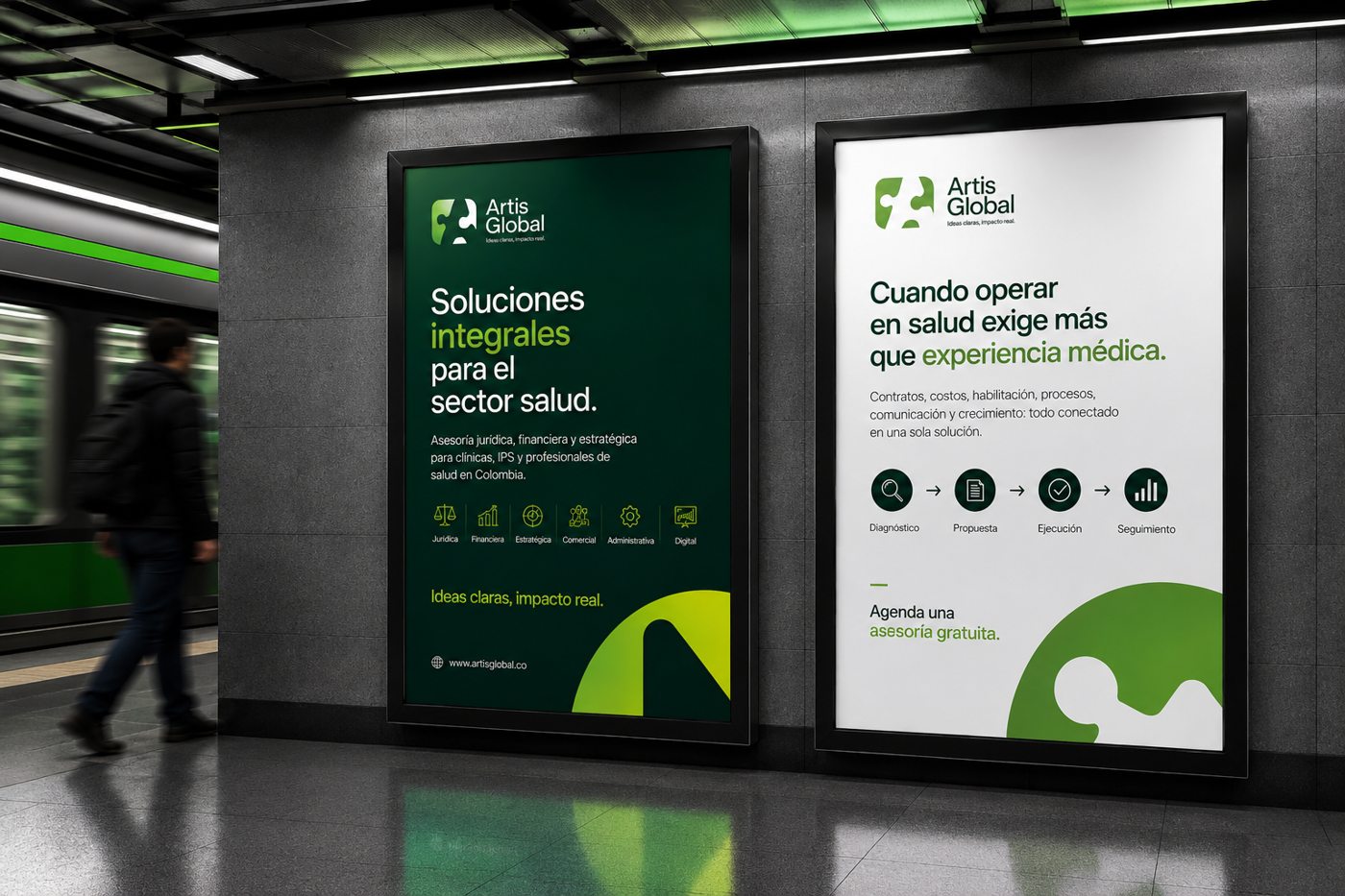 Vallas publicitarias de Artis Global en el metro